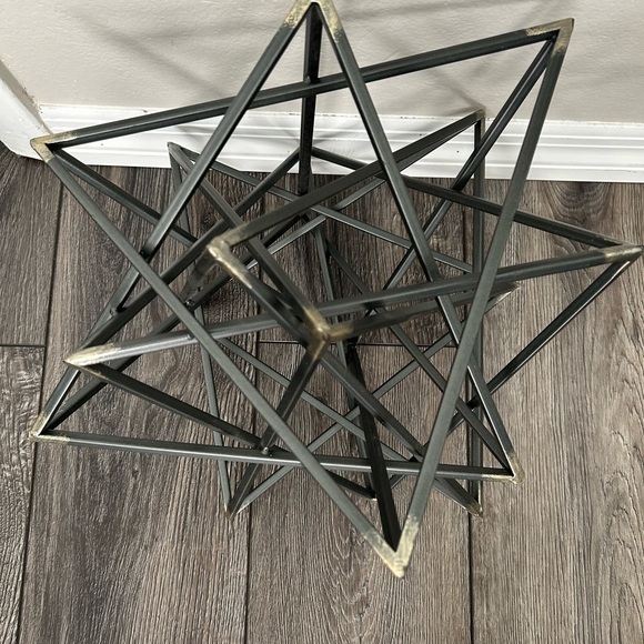 Modern Metal Geometric Star Sculpture • Black & Gold • 14” Decor Piece - Picture 4 of 9